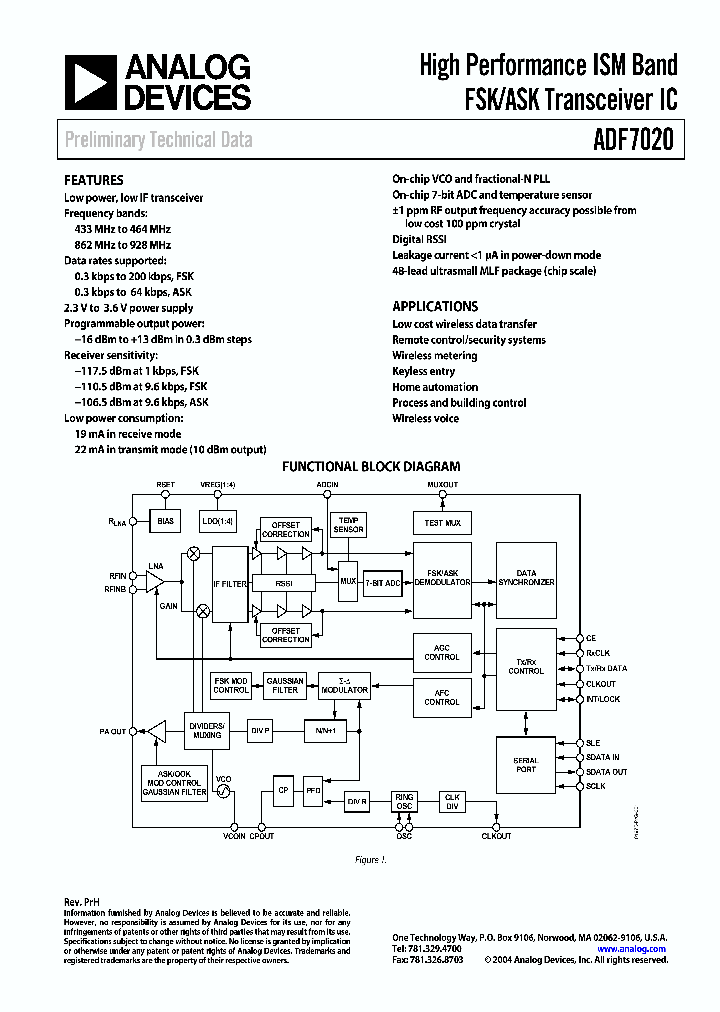 ADF7020BCP_360296.PDF Datasheet