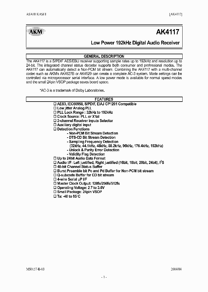 AK4117_313814.PDF Datasheet
