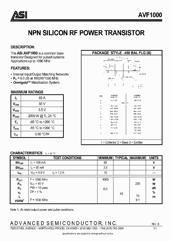 AVF1000_326404.PDF Datasheet