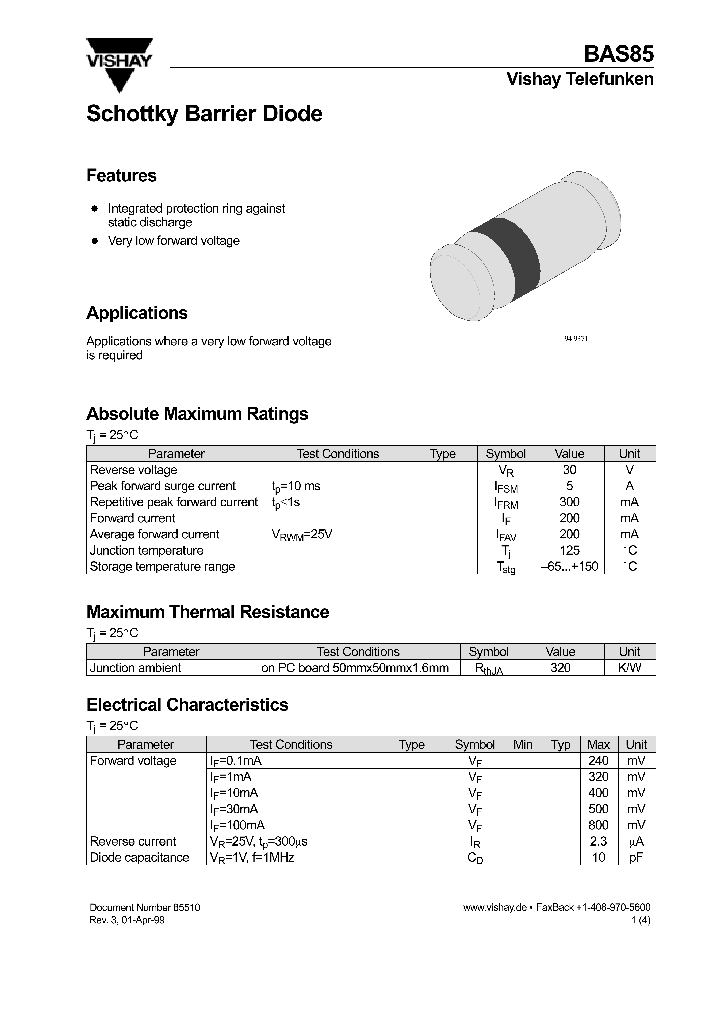 BAS85_192189.PDF Datasheet