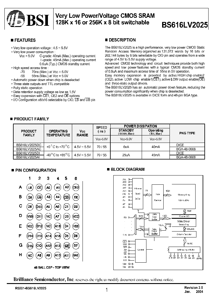BS616LV2025_326692.PDF Datasheet