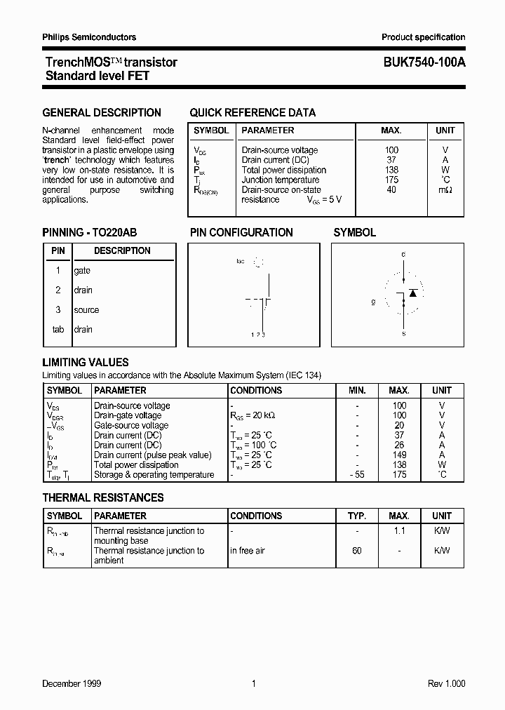 BUK7540-100A_332852.PDF Datasheet