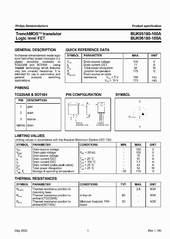 BUK95180-100A_357079.PDF Datasheet