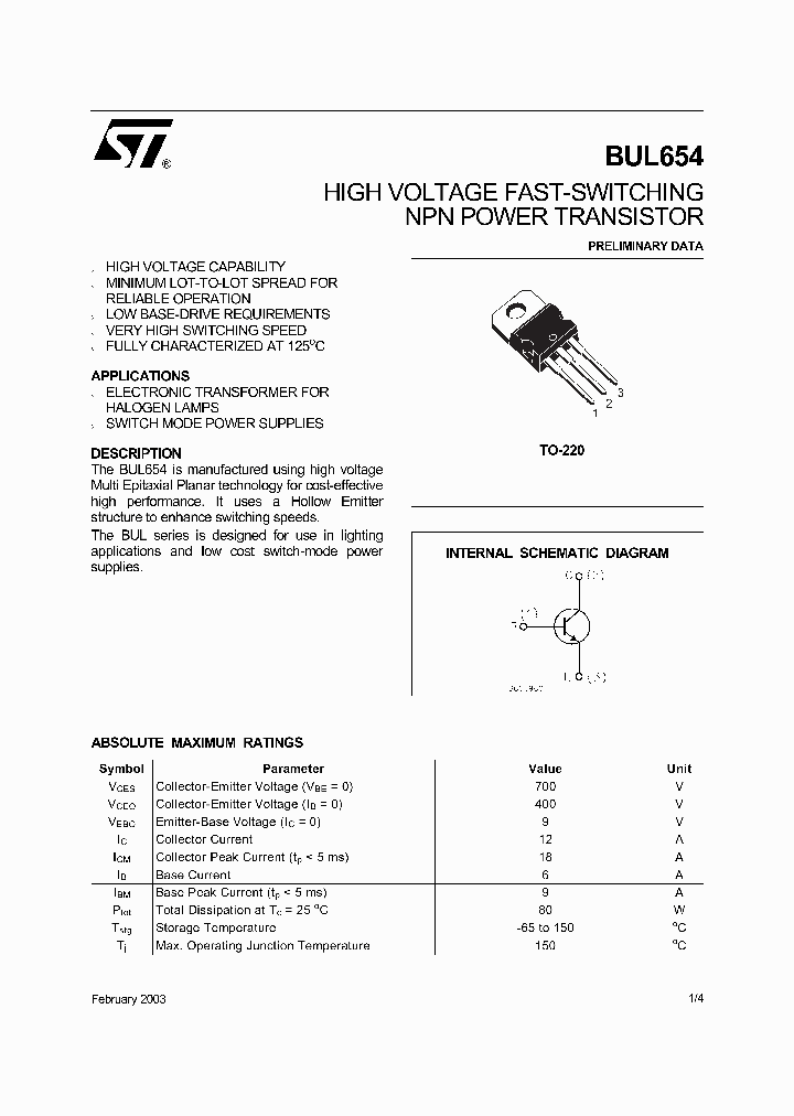 BUL654_344447.PDF Datasheet