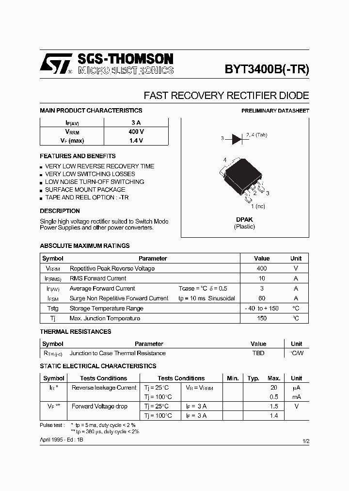 BYT3400B-TR_379544.PDF Datasheet