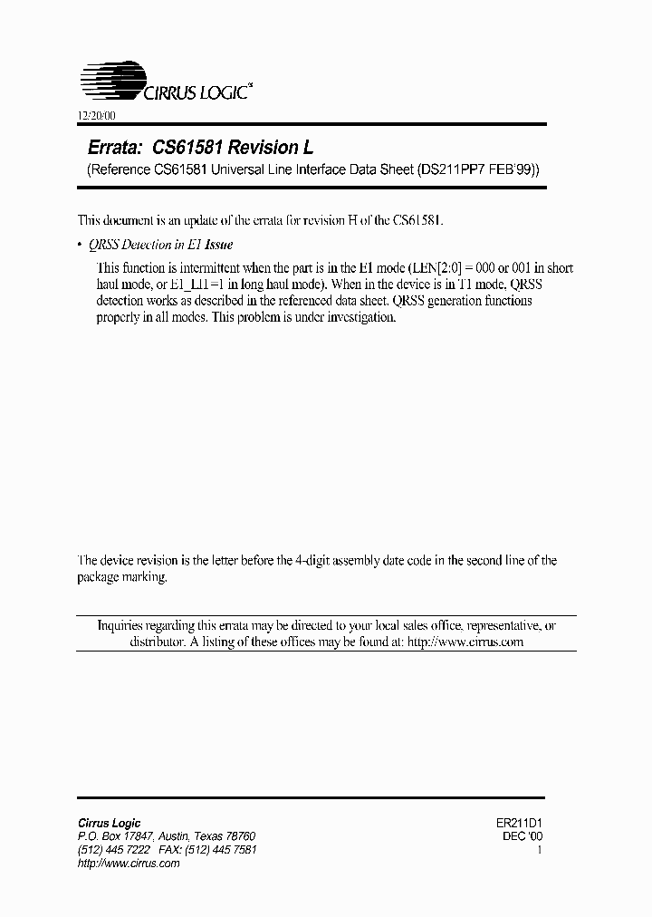 CS61581_348804.PDF Datasheet
