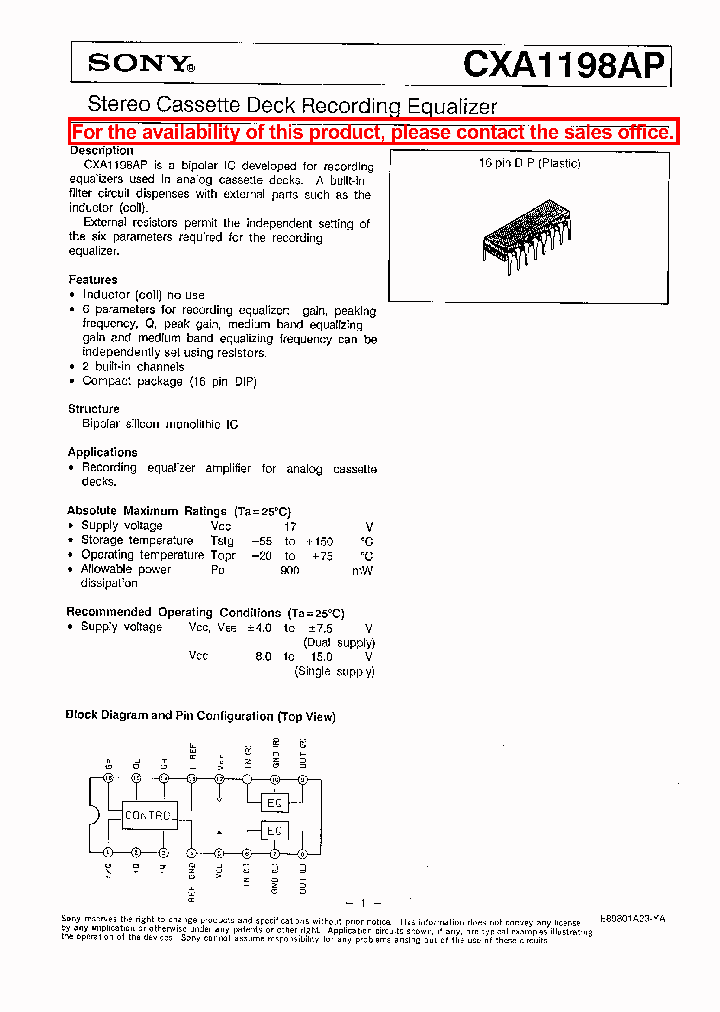 CXA1198AP_110667.PDF Datasheet