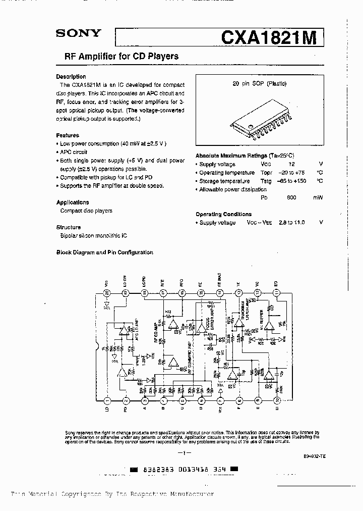 CXA1821M_354409.PDF Datasheet