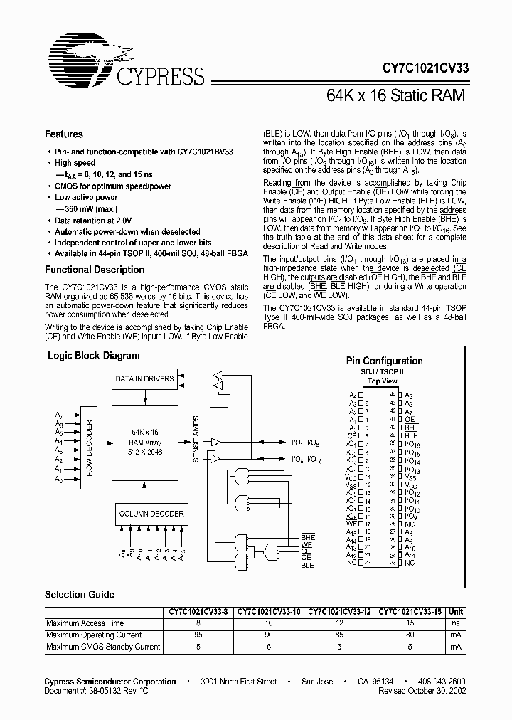 CY7C1021CV33_339251.PDF Datasheet