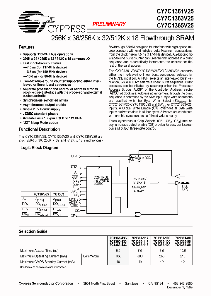 CY7C1365V25_327466.PDF Datasheet
