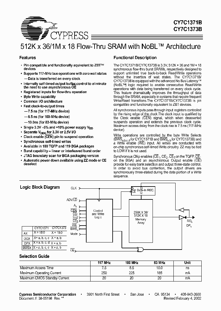 CY7C1371B_370709.PDF Datasheet