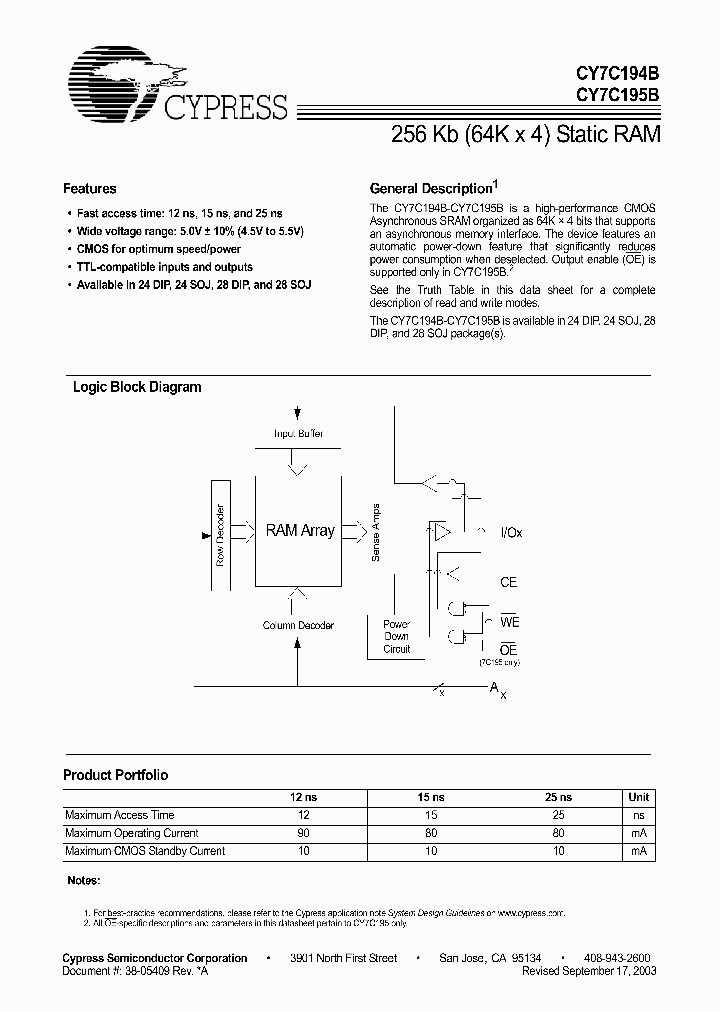 CY7C195B_323445.PDF Datasheet