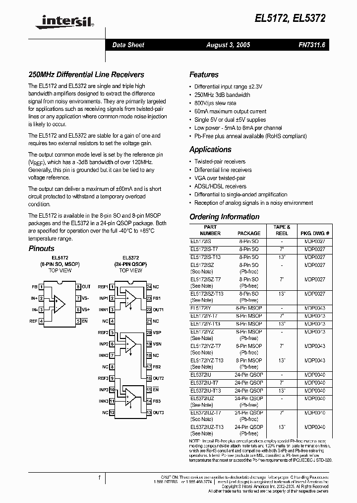 EL5172ISZ_313038.PDF Datasheet