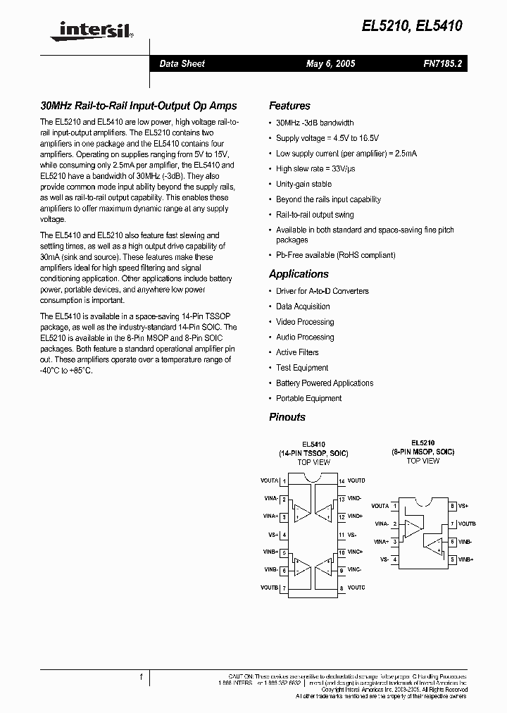 EL5210_373445.PDF Datasheet