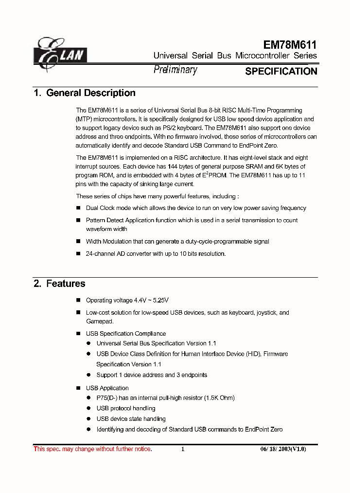 EM78M611_361342.PDF Datasheet