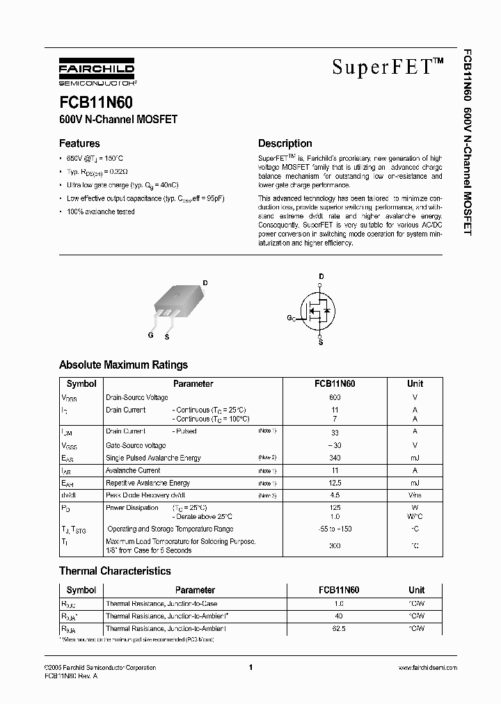 FCB11N60_368636.PDF Datasheet