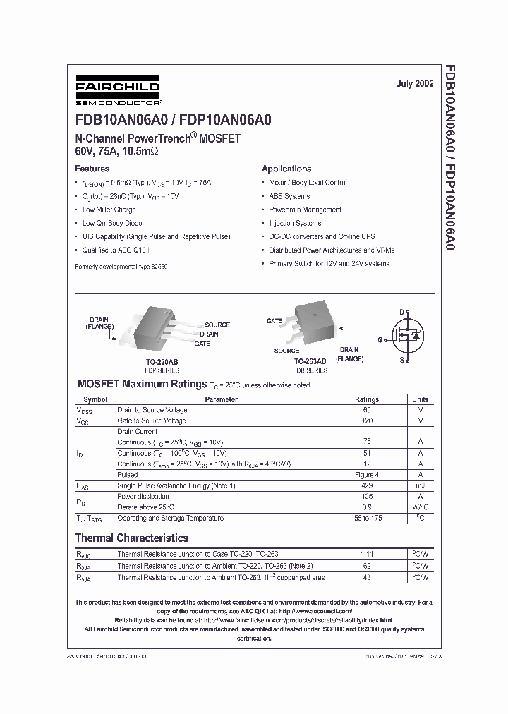 FDB10AN06A0_348550.PDF Datasheet