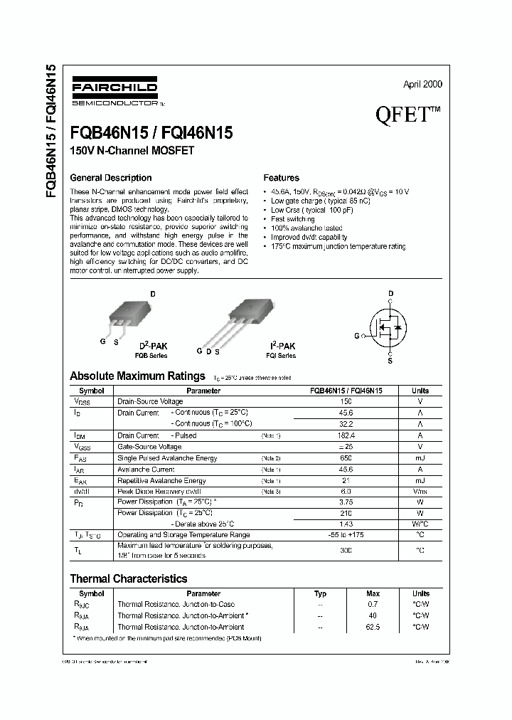 FQB46N15_359568.PDF Datasheet