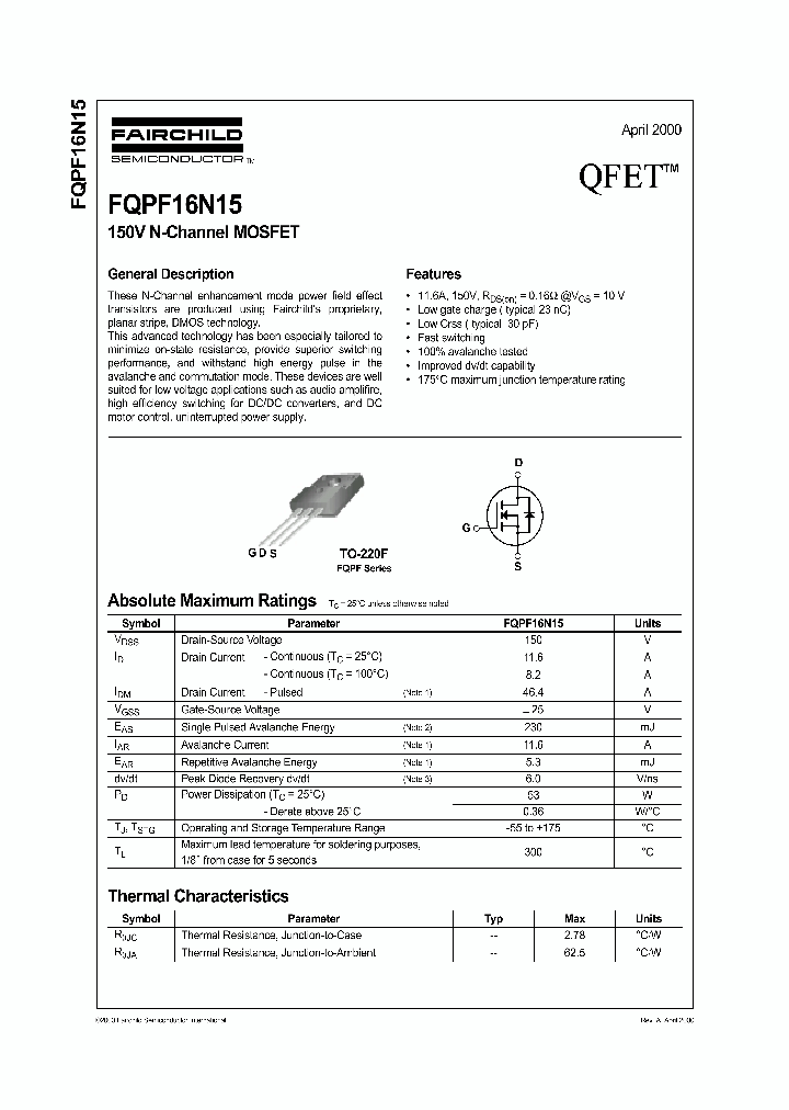 FQPF16N15_359584.PDF Datasheet