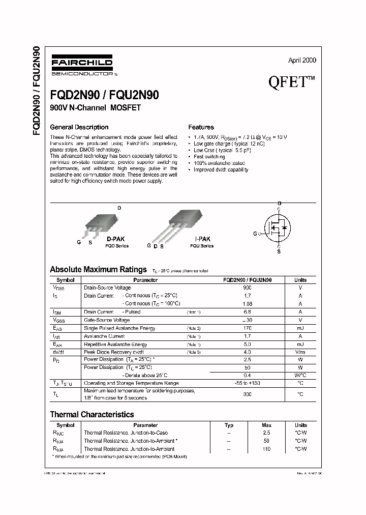 FQU2N90_353699.PDF Datasheet