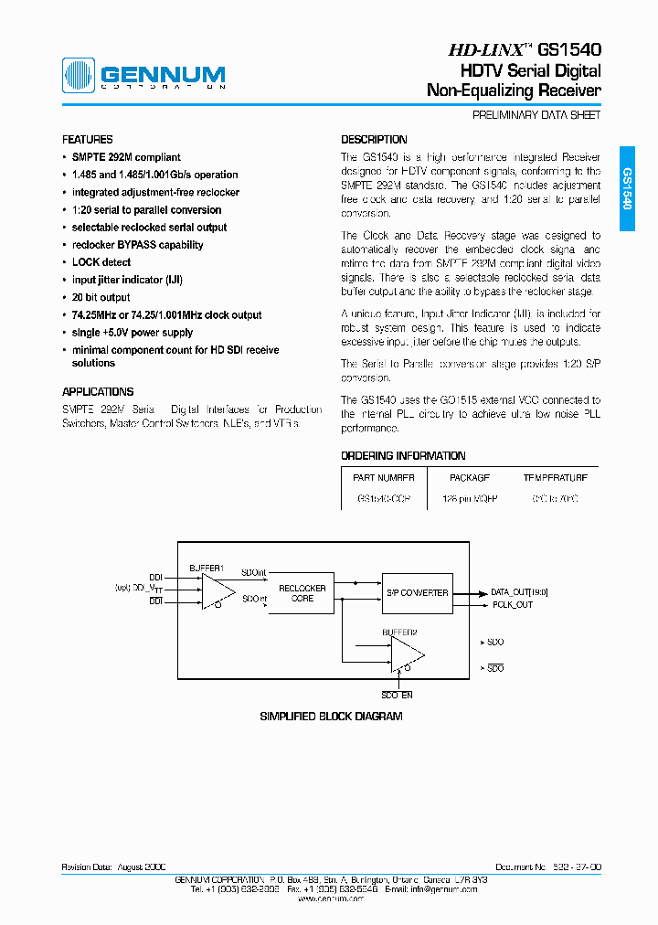 GS1540NBSP_338297.PDF Datasheet