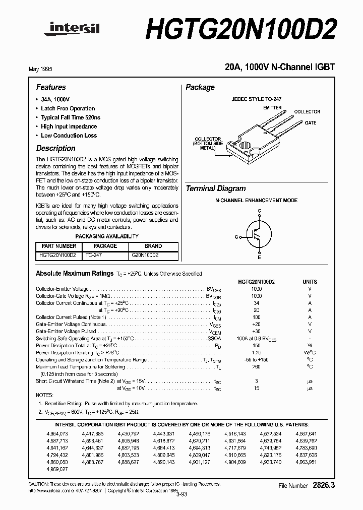 HGTG20N100D2_351438.PDF Datasheet