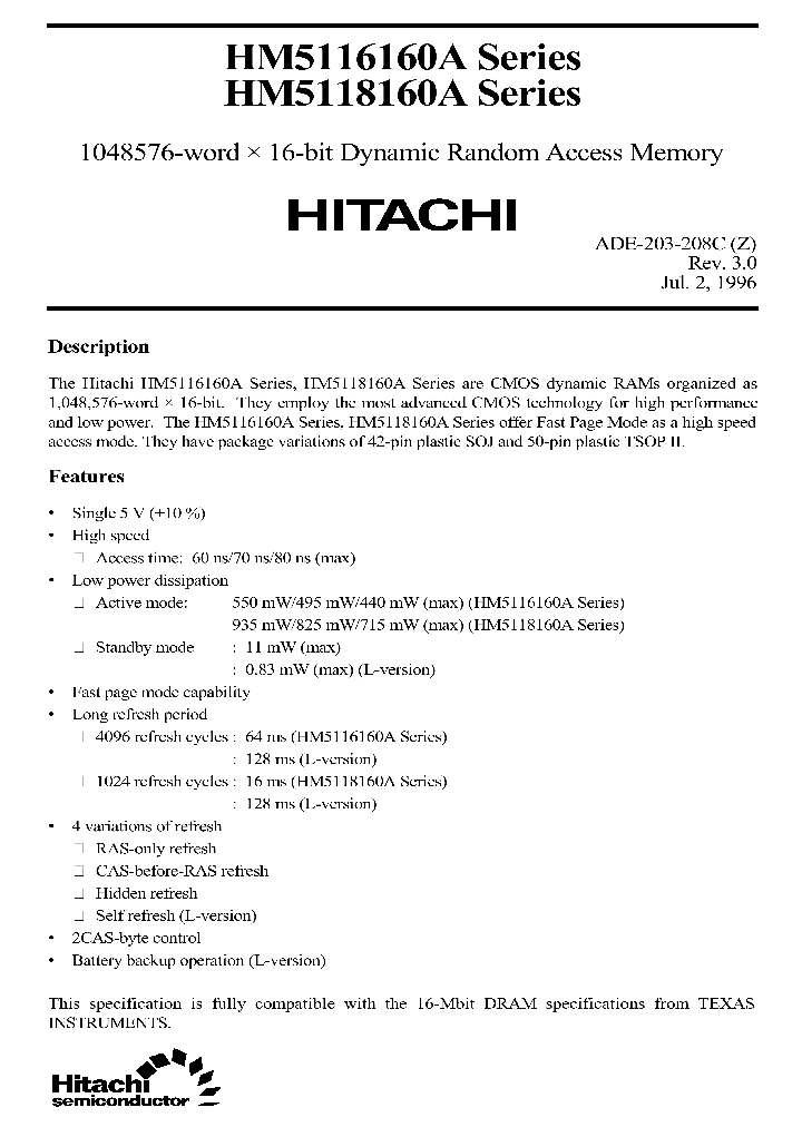 HM5116160ASERIES_224521.PDF Datasheet