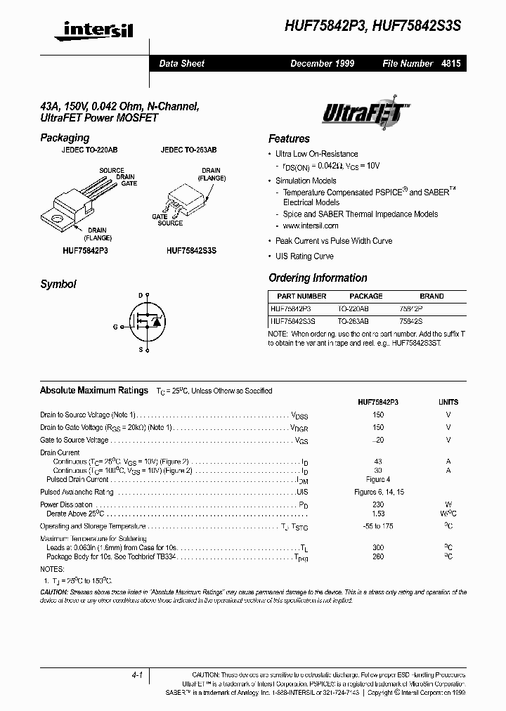 HUF75842S3S_313910.PDF Datasheet