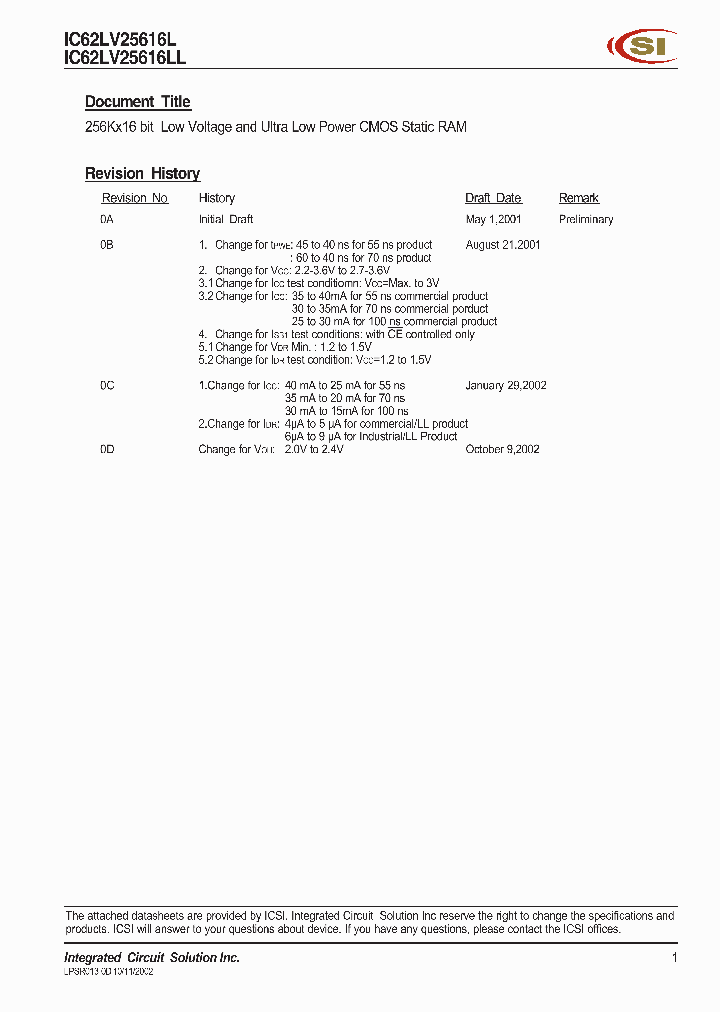 IC62LV25616LL_195070.PDF Datasheet