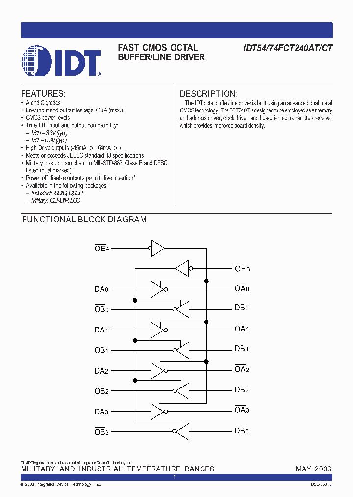 IDT54FCT240CT_307610.PDF Datasheet