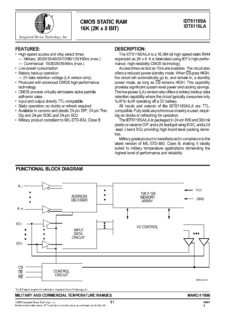 IDT6116_109033.PDF Datasheet