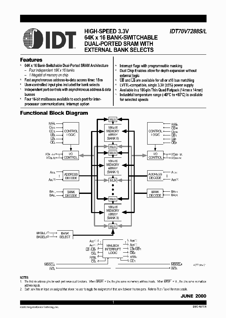 IDT70V7288SL_374476.PDF Datasheet