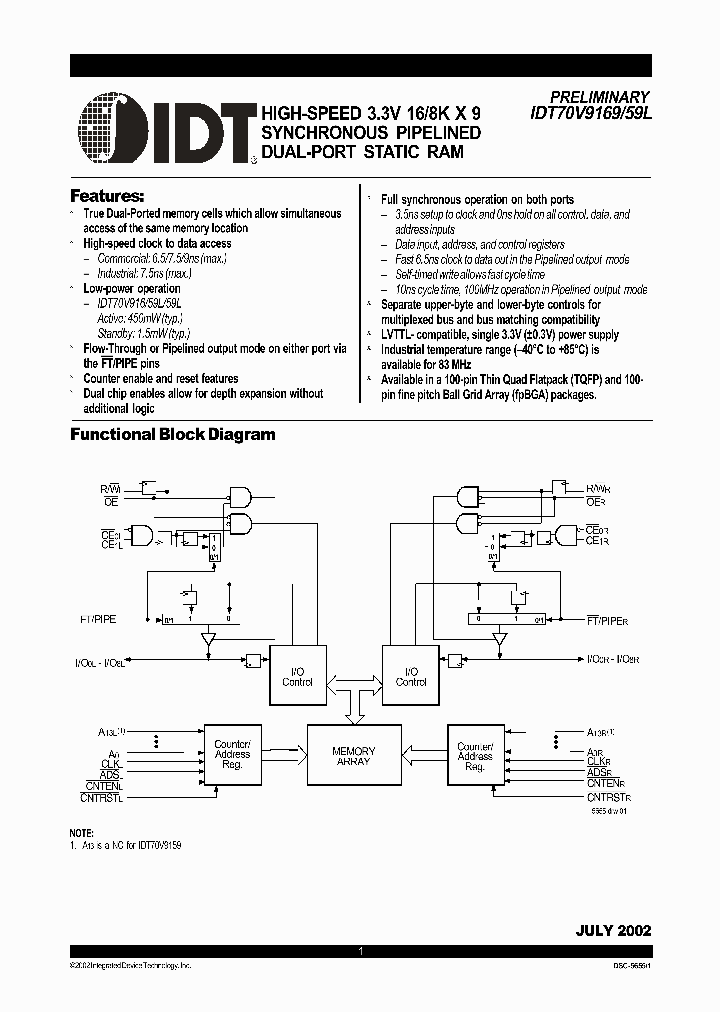 IDT70V9169L_347991.PDF Datasheet