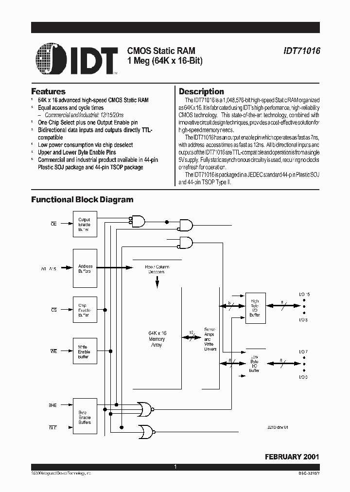 IDT71016_311267.PDF Datasheet