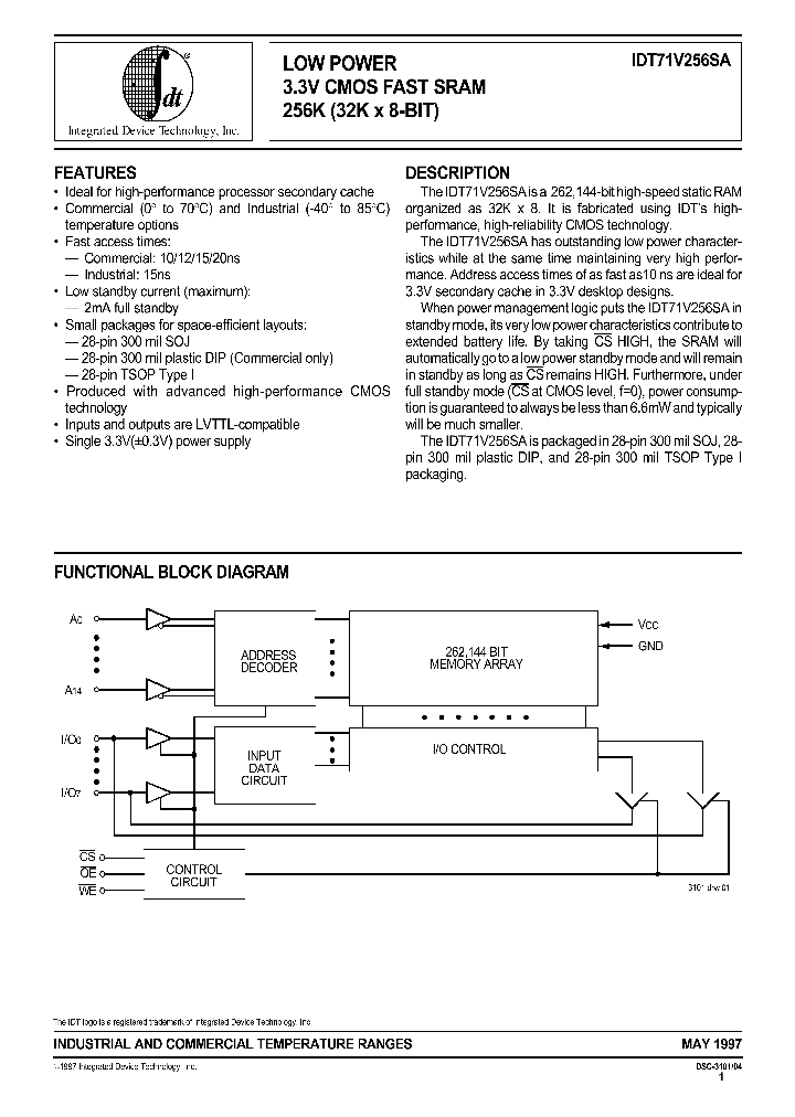 IDT71V256S_276392.PDF Datasheet