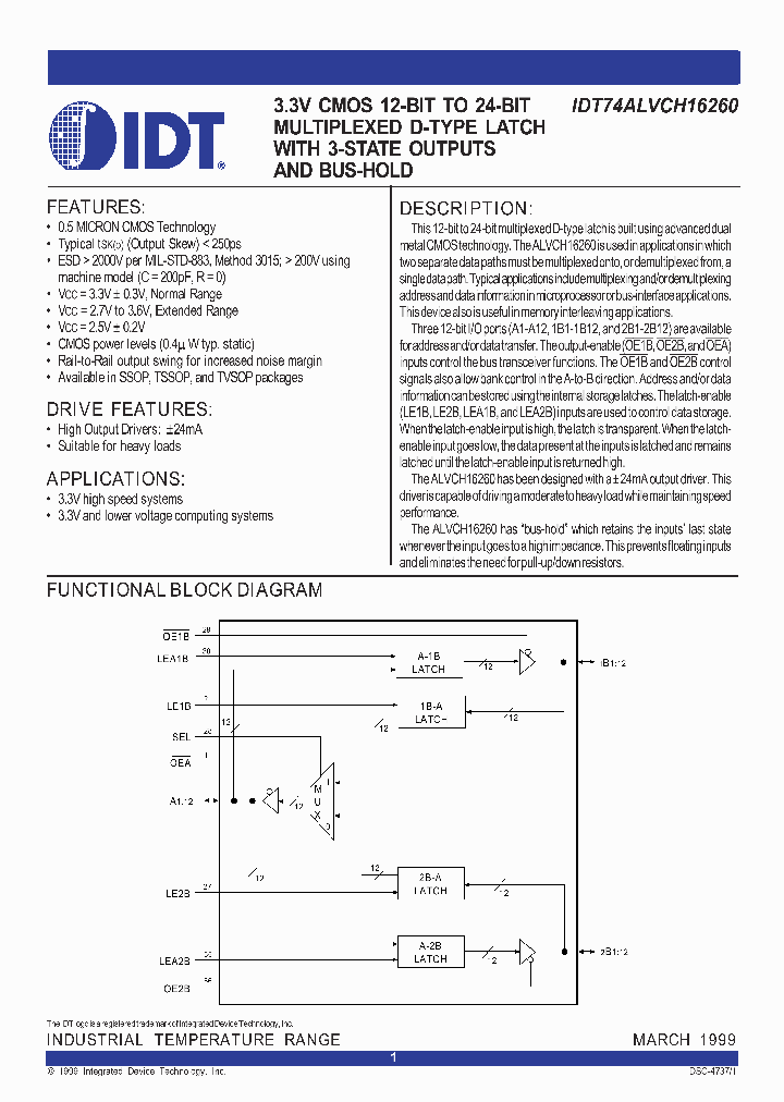IDT74ALVCH16260_312073.PDF Datasheet