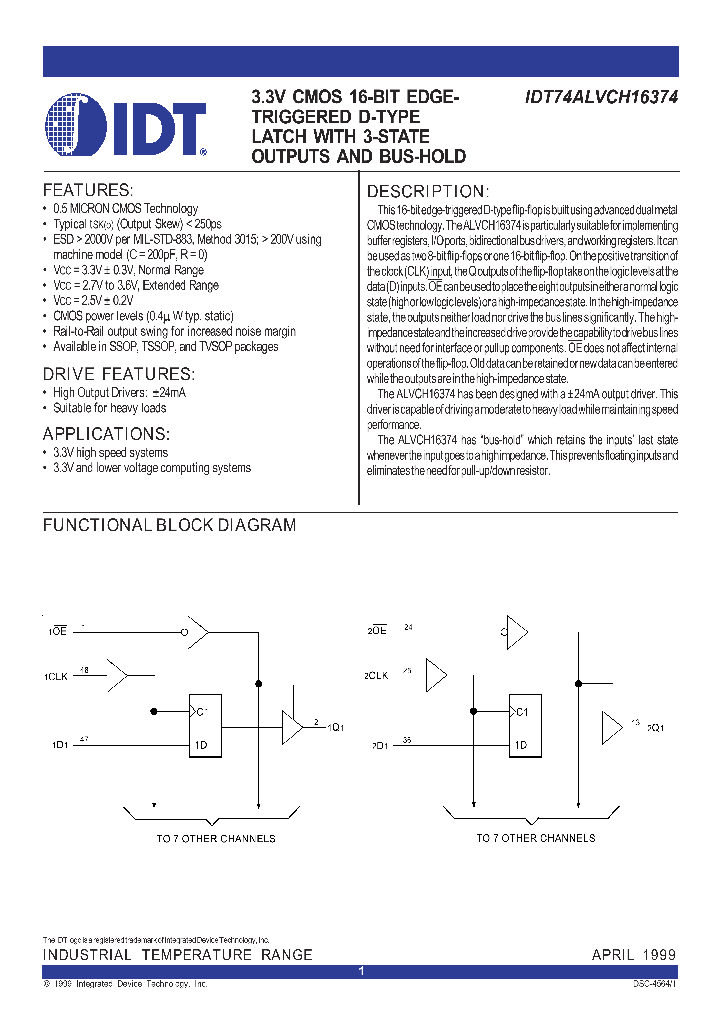 IDT74ALVCH16374_312982.PDF Datasheet
