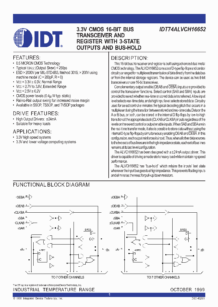 IDT74ALVCH16652_316033.PDF Datasheet
