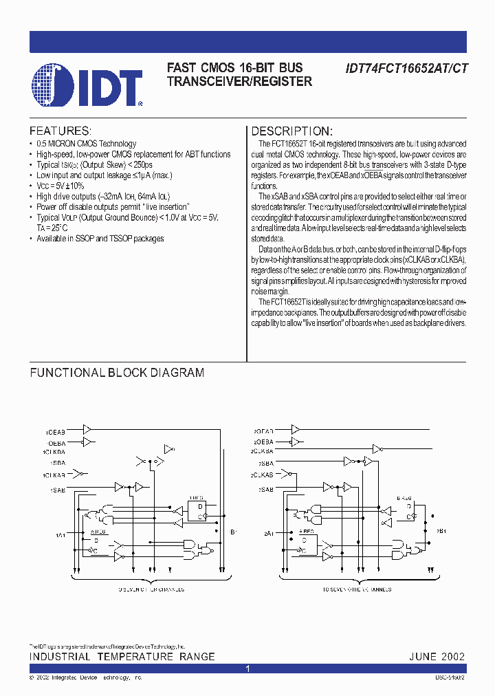 IDT74FCT16652CT_284158.PDF Datasheet