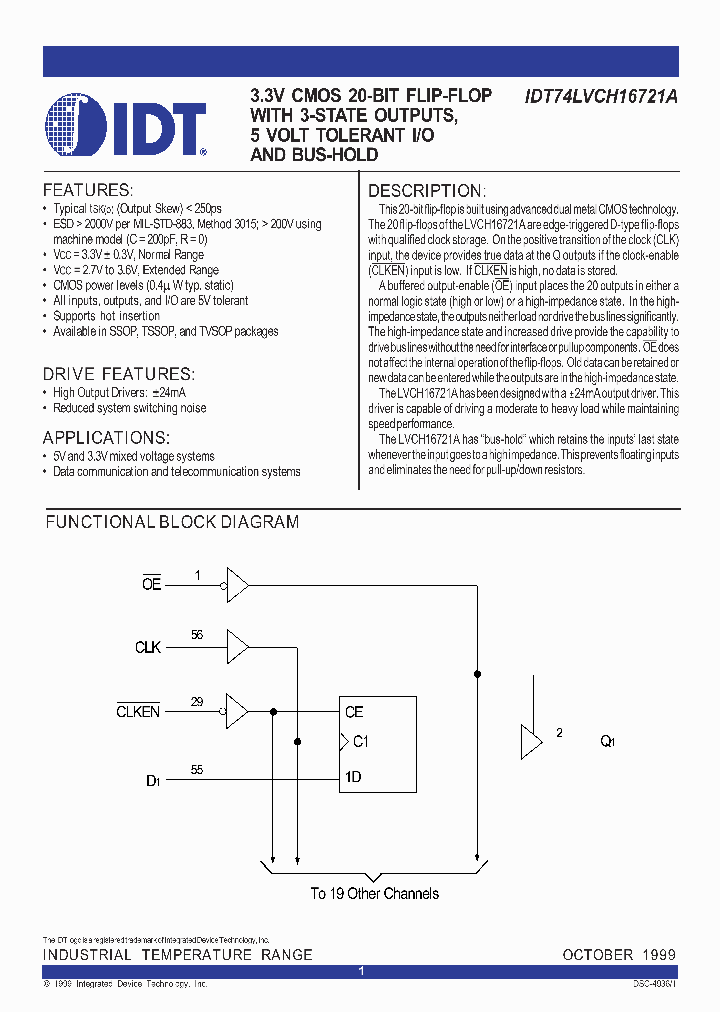 IDT74LVCH16721A_357589.PDF Datasheet