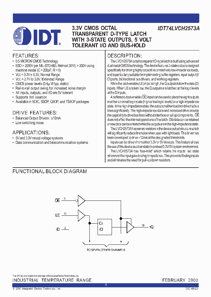 IDT74LVCH2573A_332780.PDF Datasheet