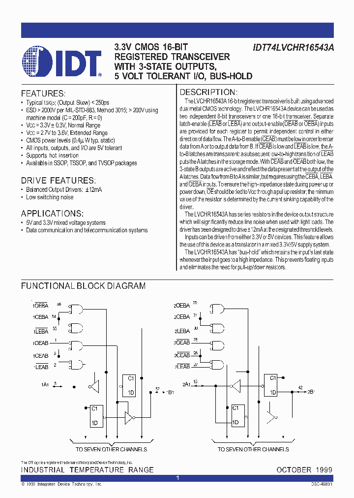 IDT74LVCHR16543A_349848.PDF Datasheet