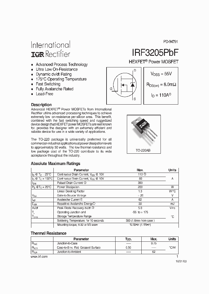 IRF3205PBF_376527.PDF Datasheet