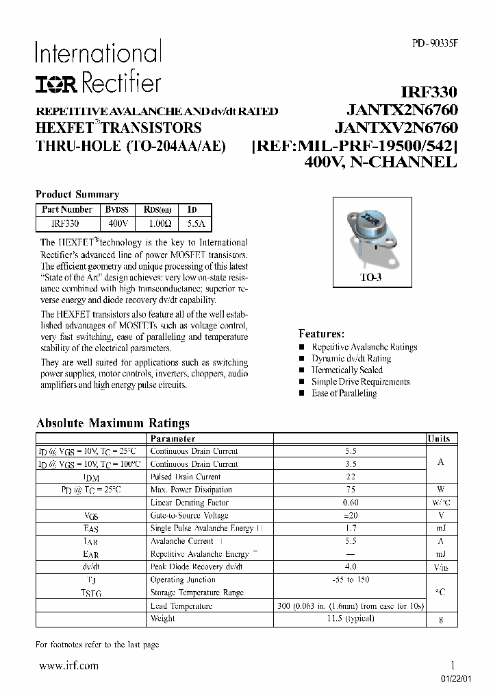 JANTXV2N6760_264879.PDF Datasheet