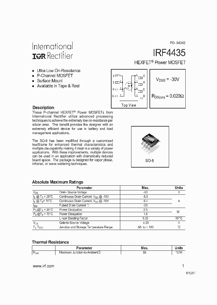 IRF4435_195103.PDF Datasheet