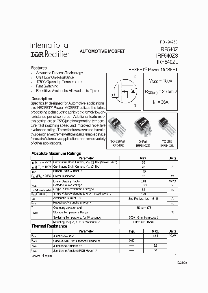 IRF540Z_362013.PDF Datasheet