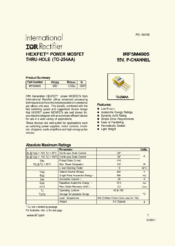 IRF5M4905_335951.PDF Datasheet