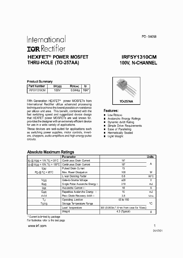 IRF5Y1310CM_349964.PDF Datasheet