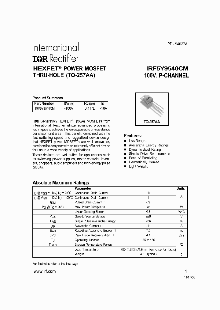 IRF5Y9540CM_323812.PDF Datasheet
