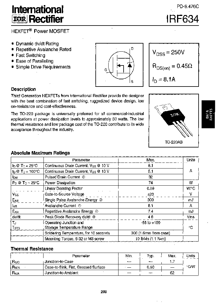 IRF634_320277.PDF Datasheet